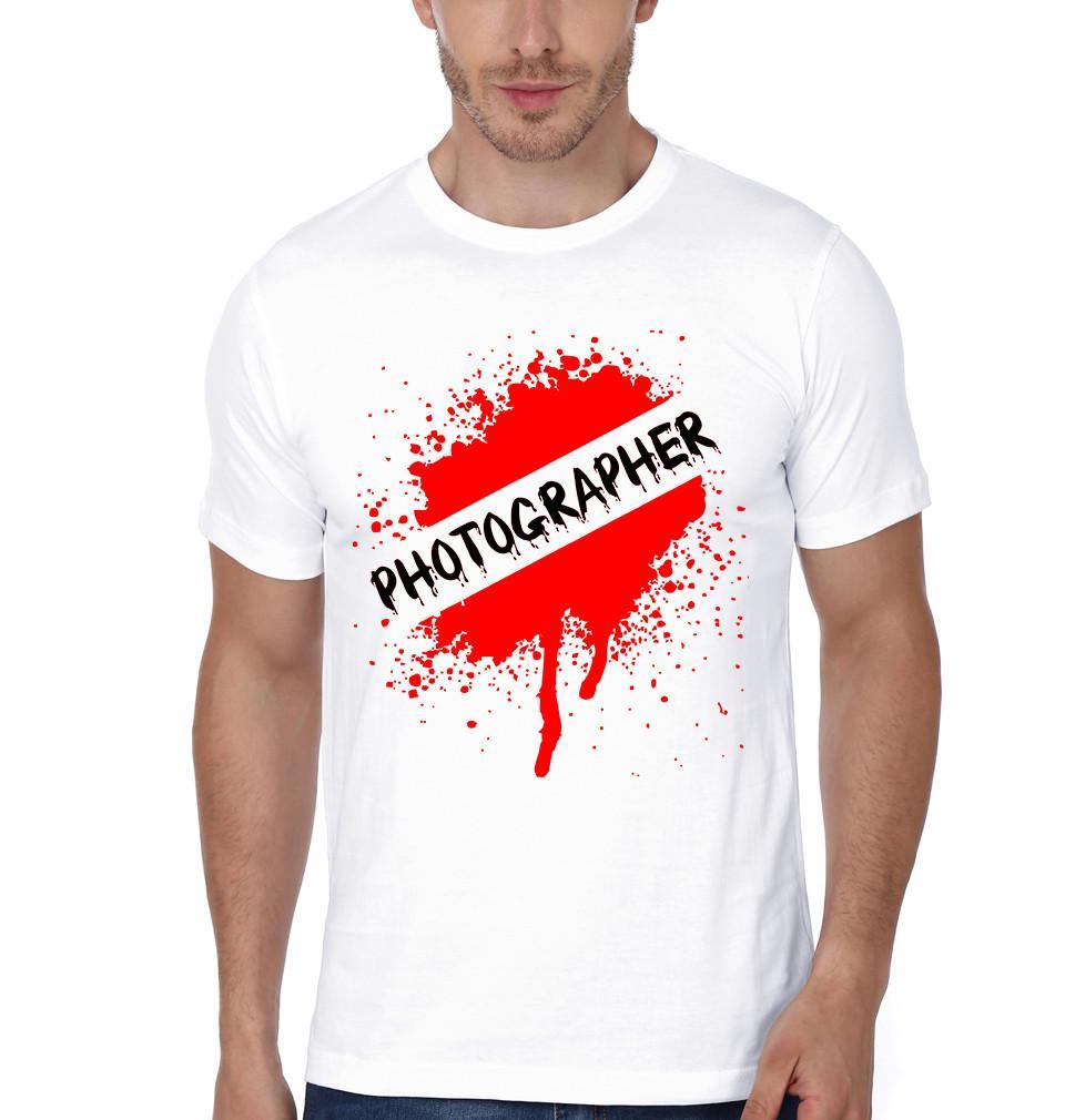 FunkyTradition White Round Neck Photographer Half Sleeves T-Shirt