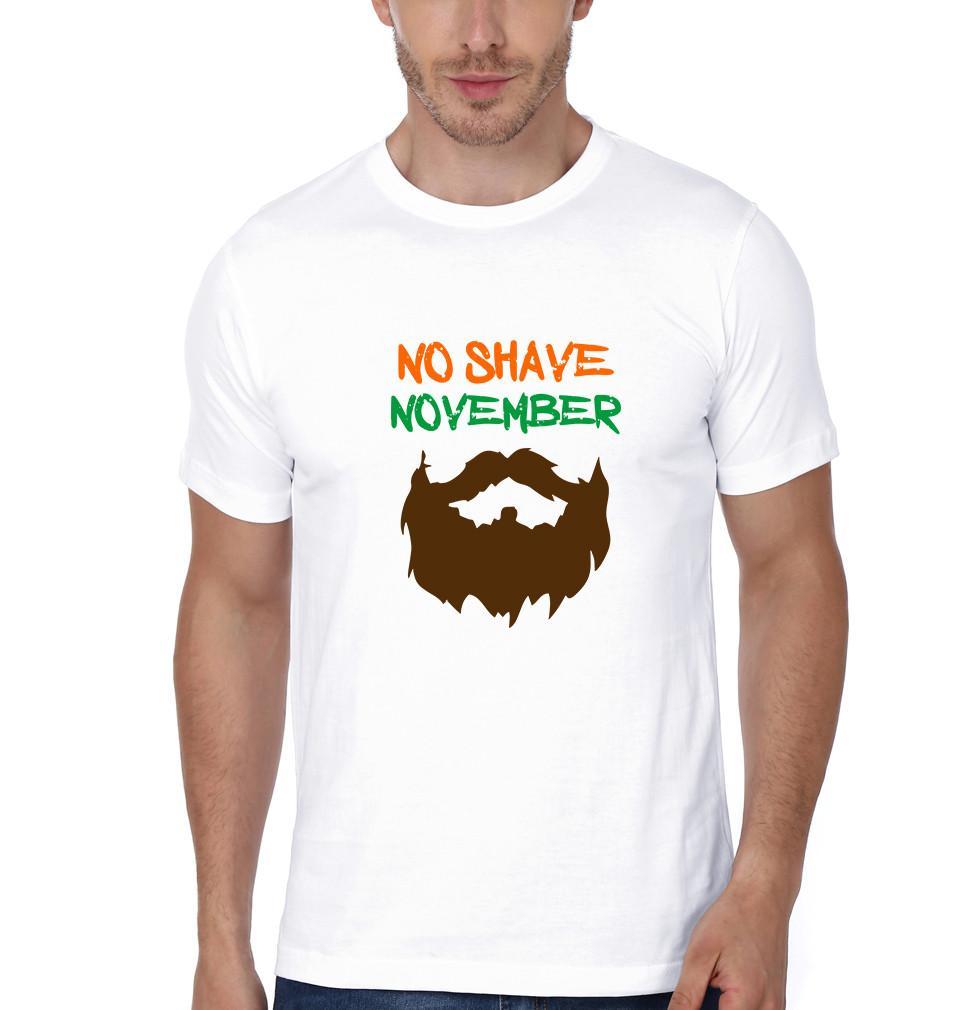 FunkyTradition White Round Neck No Shave November Men Half Sleeves T-Shirt