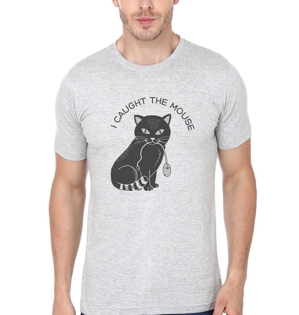 FunkyTradition Grey Round Neck I Caught The Mouse Men Half Sleeves T-Shirt