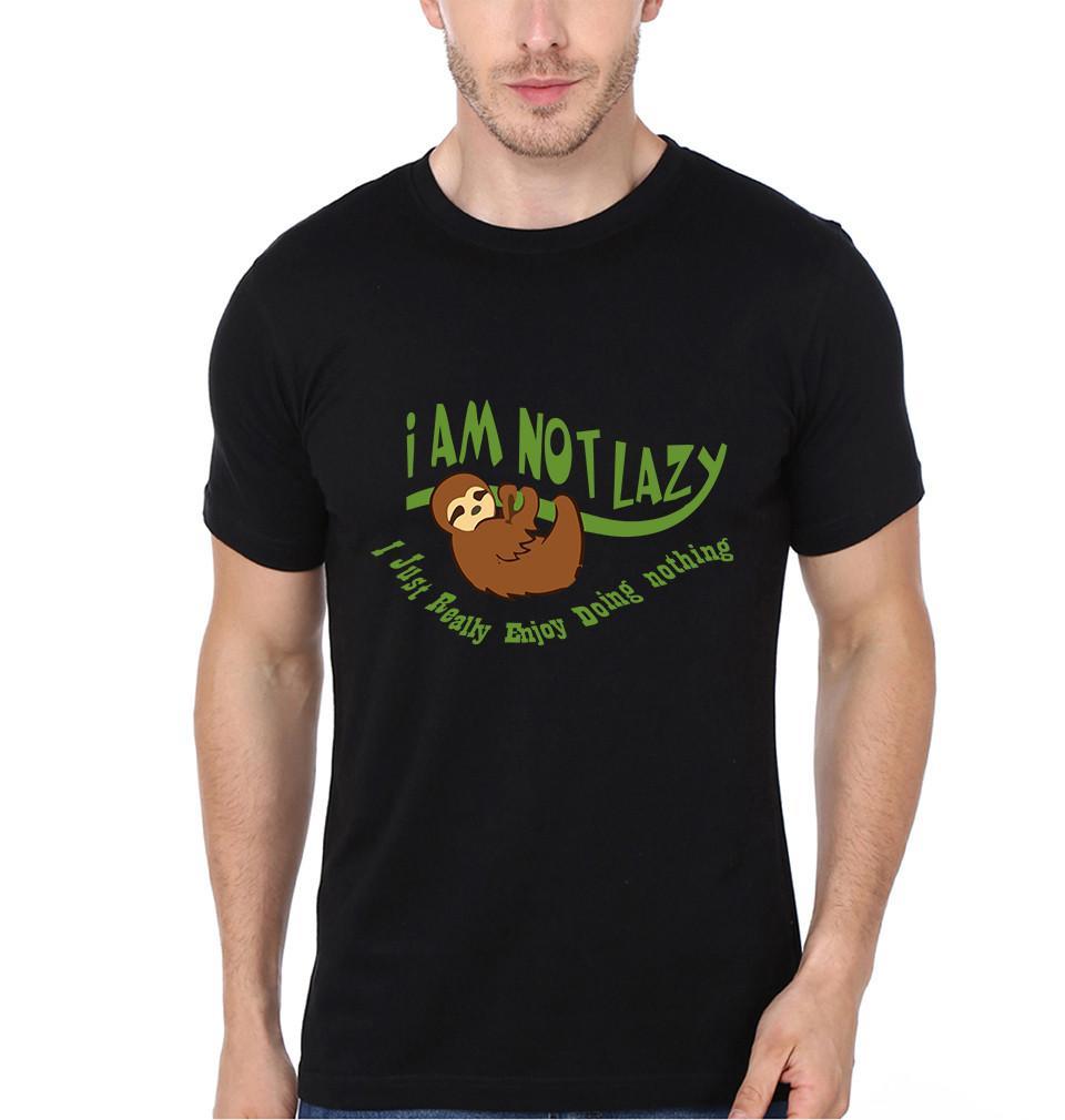 FunkyTradition Black Round Neck I Am Not Lazy I Just Really Enjoy Doing Nothing Half Sleeves T-Shirt