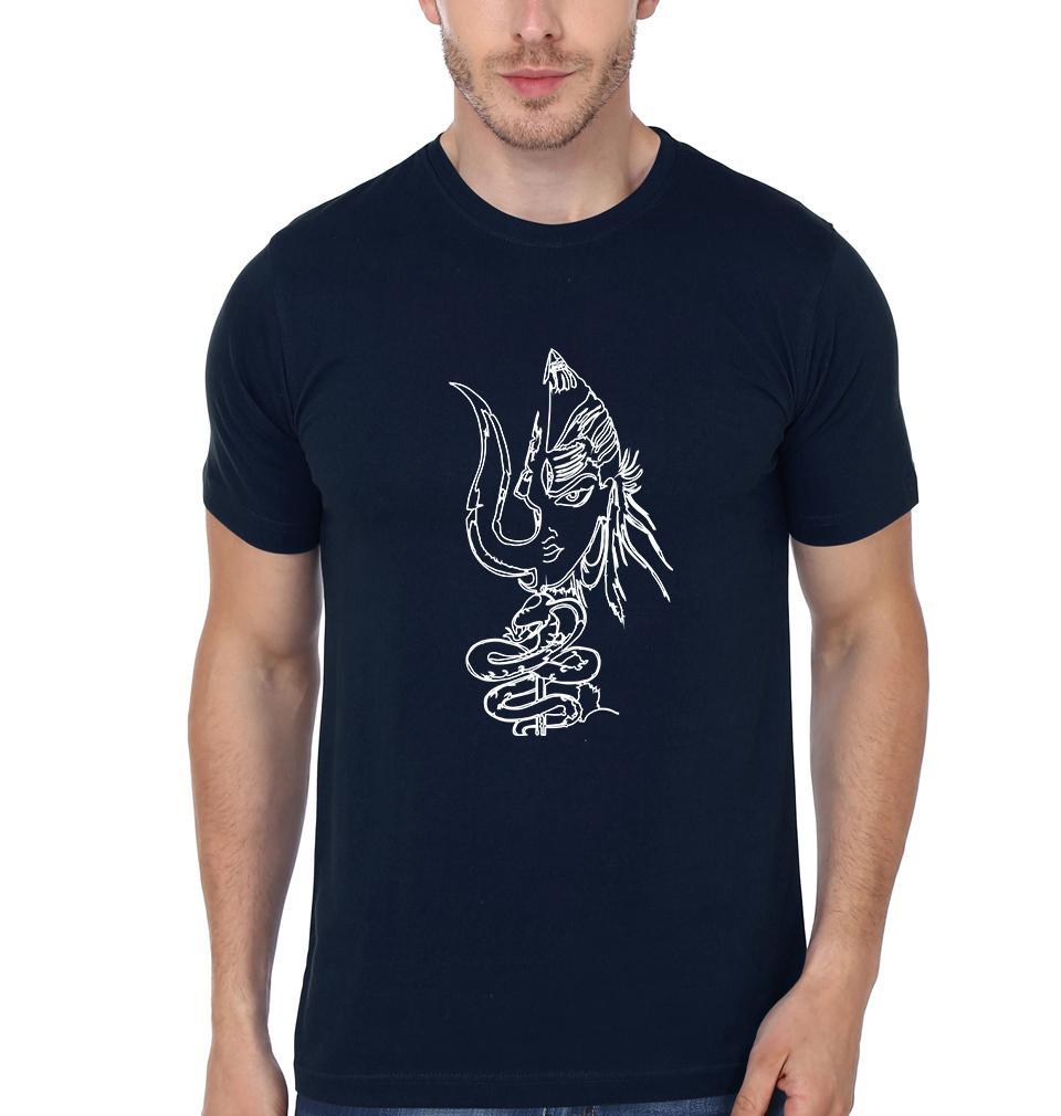 FunkyTradition Navy Blue Round Neck Lord Shiva Half Sleeves T-Shirt