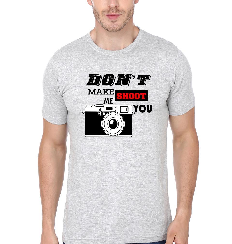 FunkyTradition Grey Round Neck Dont Make Me Shoot U Men Half Sleeves T-Shirt