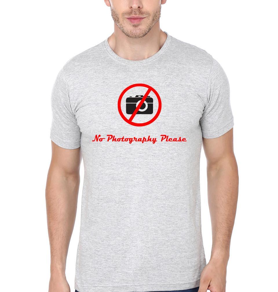 FunkyTradition Grey Round Neck No Photography Please Men Half Sleeves T-Shirt