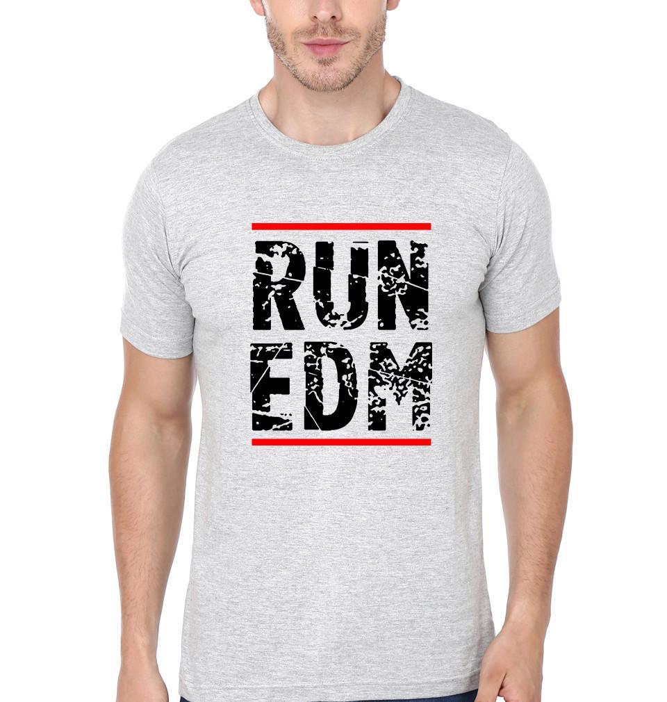 FunkyTradition Grey Round Neck Run Edm Men Half Sleeves T-Shirt