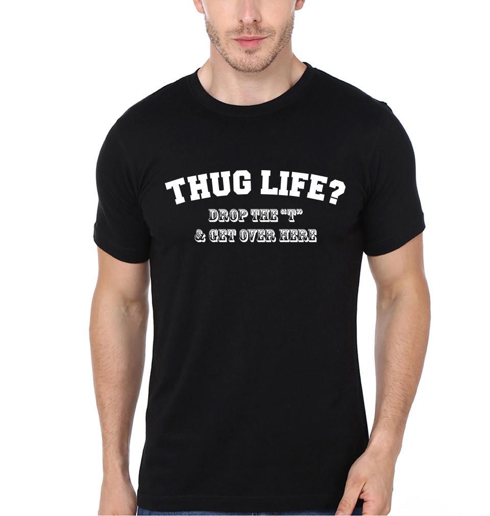 FunkyTradition Black Round Neck Thug Life Men Half Sleeves T-Shirt