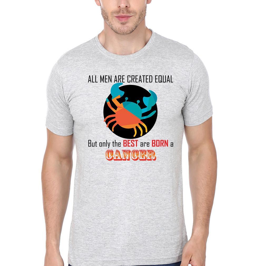FunkyTradition Grey Round Neck All Men Are Created Equal But The Best Are Born A Cancer Men Half Sleeves T-Shirt