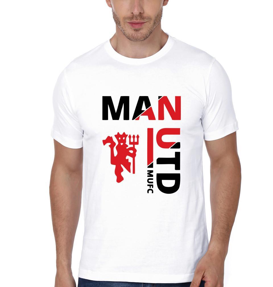 FunkyTradition White Round Neck Manchester United Half Sleeves T-Shirt