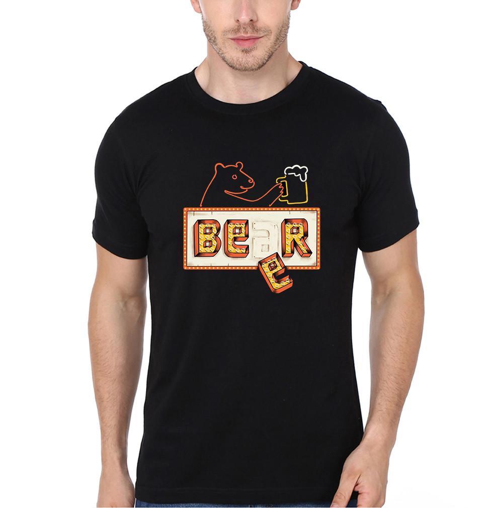 FunkyTradition Black Round Neck Beer Men Half Sleeves T-Shirt