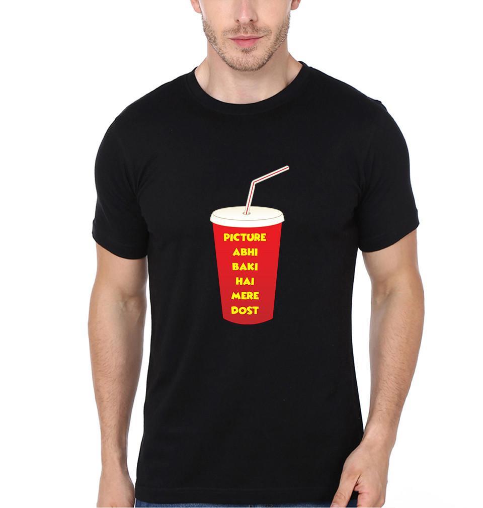 FunkyTradition Black Round Neck Picture Abhi Baaki Hai Mere Dost Men Half Sleeves T-Shirt