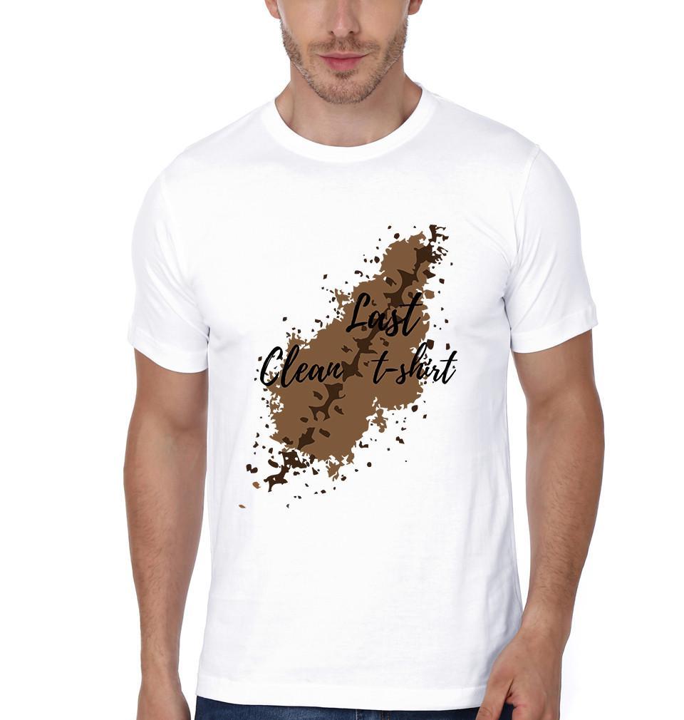 FunkyTradition White Round Neck Last Clean Men Half Sleeves T-Shirt