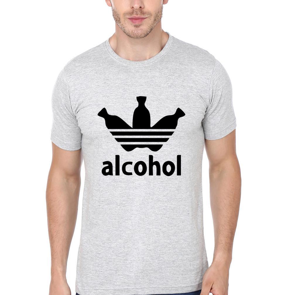 FunkyTradition Grey Round Neck Alcohol Men Half Sleeves T-Shirt