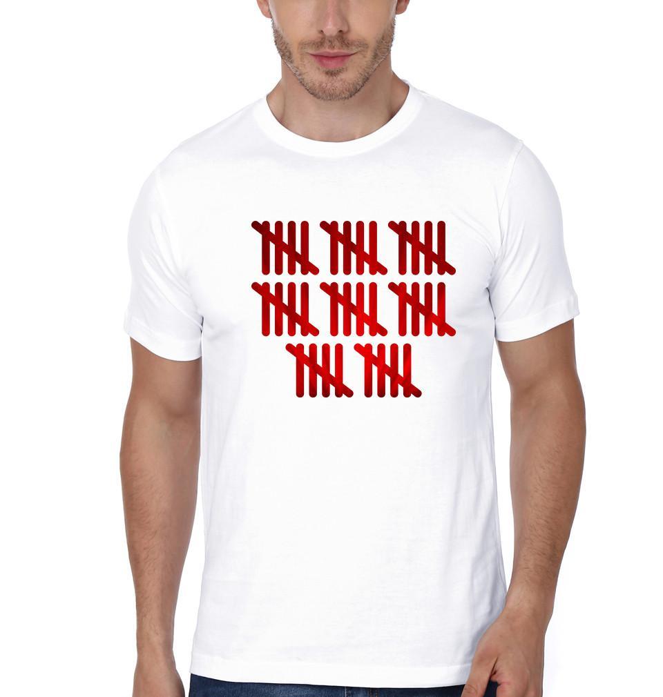 FunkyTradition White Round Neck Just 40 Men Half Sleeves T-Shirt