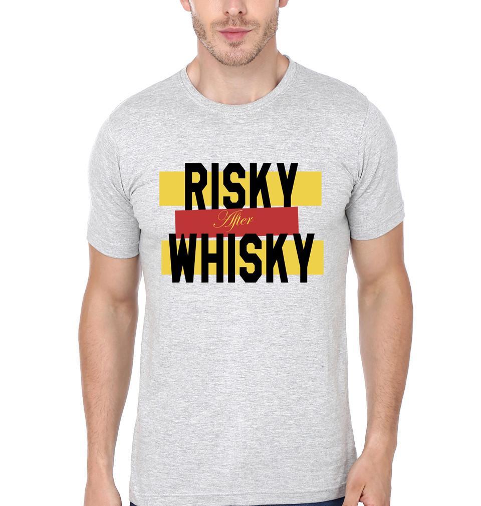 FunkyTradition Grey Round Neck Risky After Whisky Men Half Sleeves T-Shirt