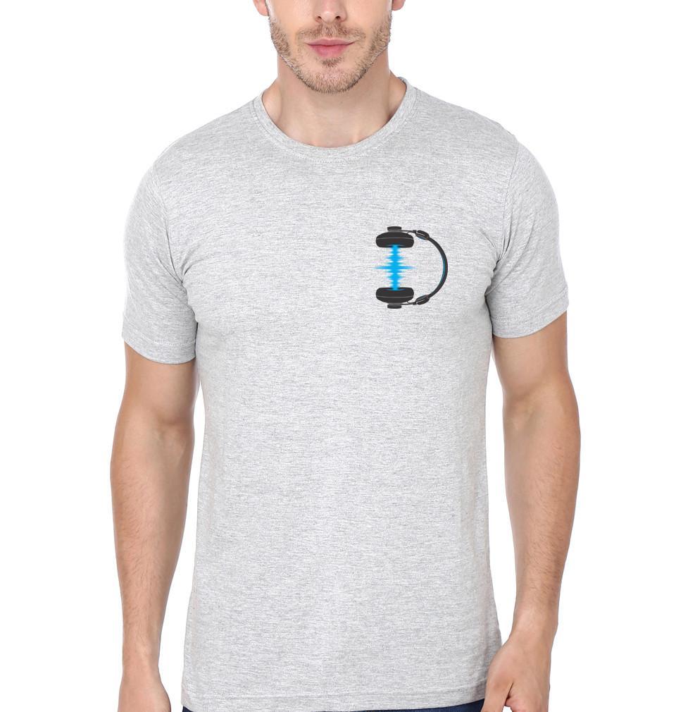 FunkyTradition Grey Round Neck Pocket Headphone Men Half Sleeves T-Shirt
