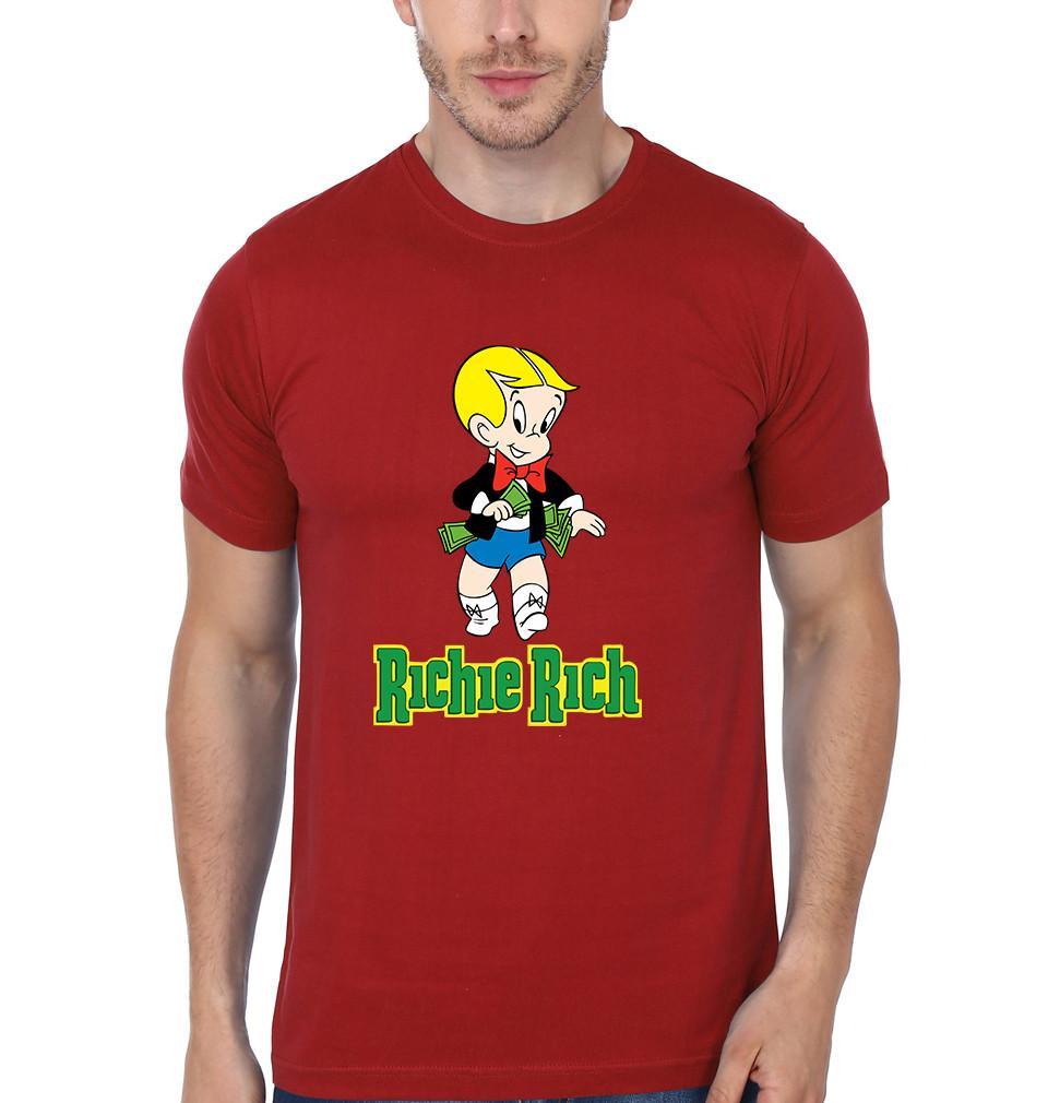 FunkyTradition Red Round Neck Riche Rich Men Half Sleeves T-Shirt