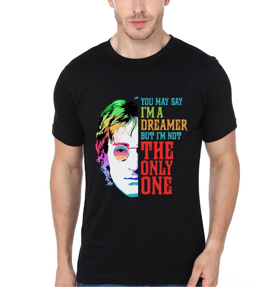 FunkyTradition Black Round Neck John Lennan Men Half Sleeves T-Shirt