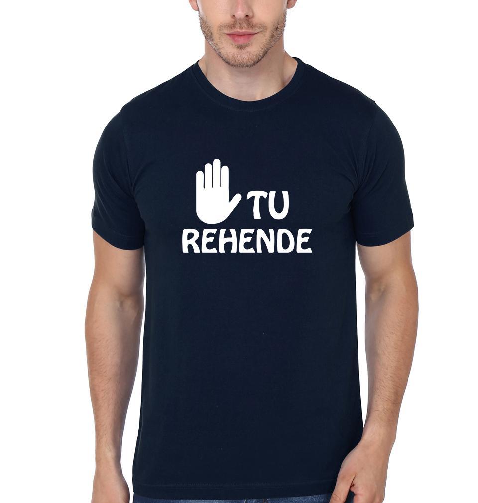 FunkyTradition Navy Blue Round Neck Tu Rehne De Men Half Sleeves T-Shirt