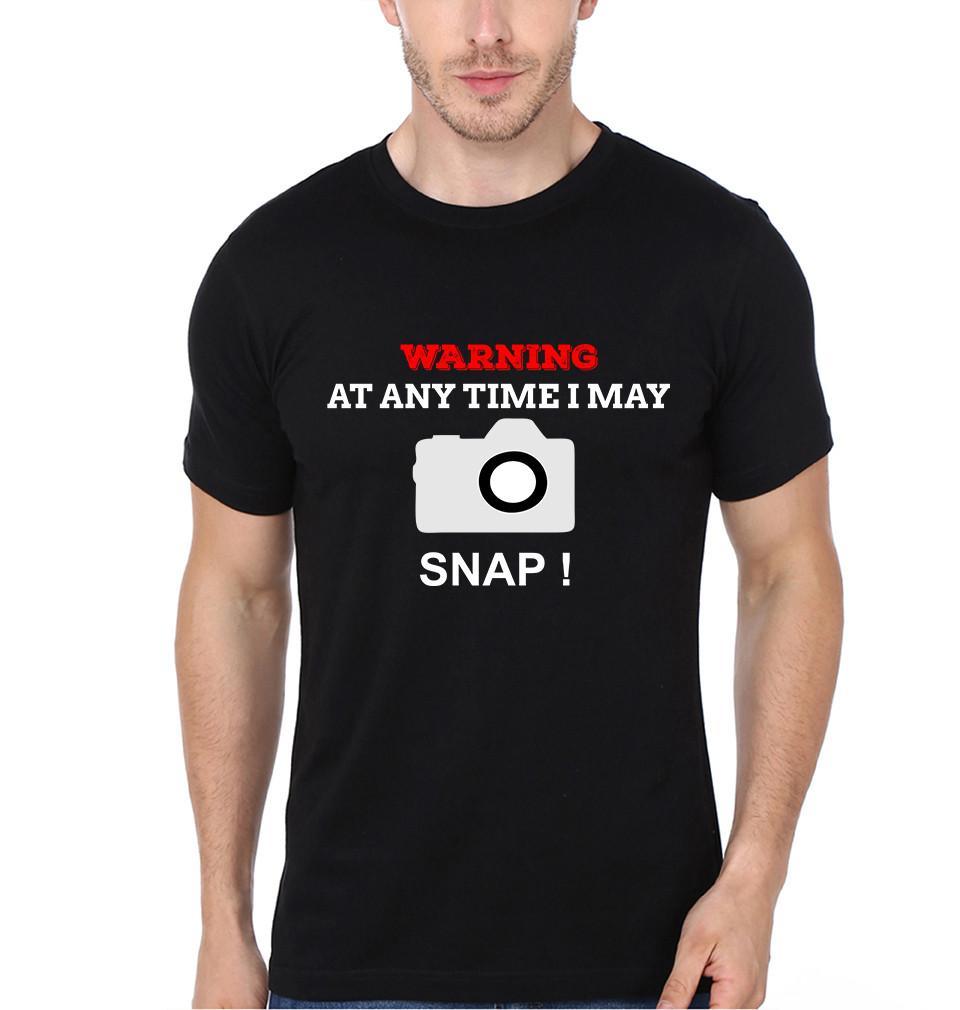 FunkyTradition Black Round Neck At Anytime I May Snap! Half Sleeves T-Shirt
