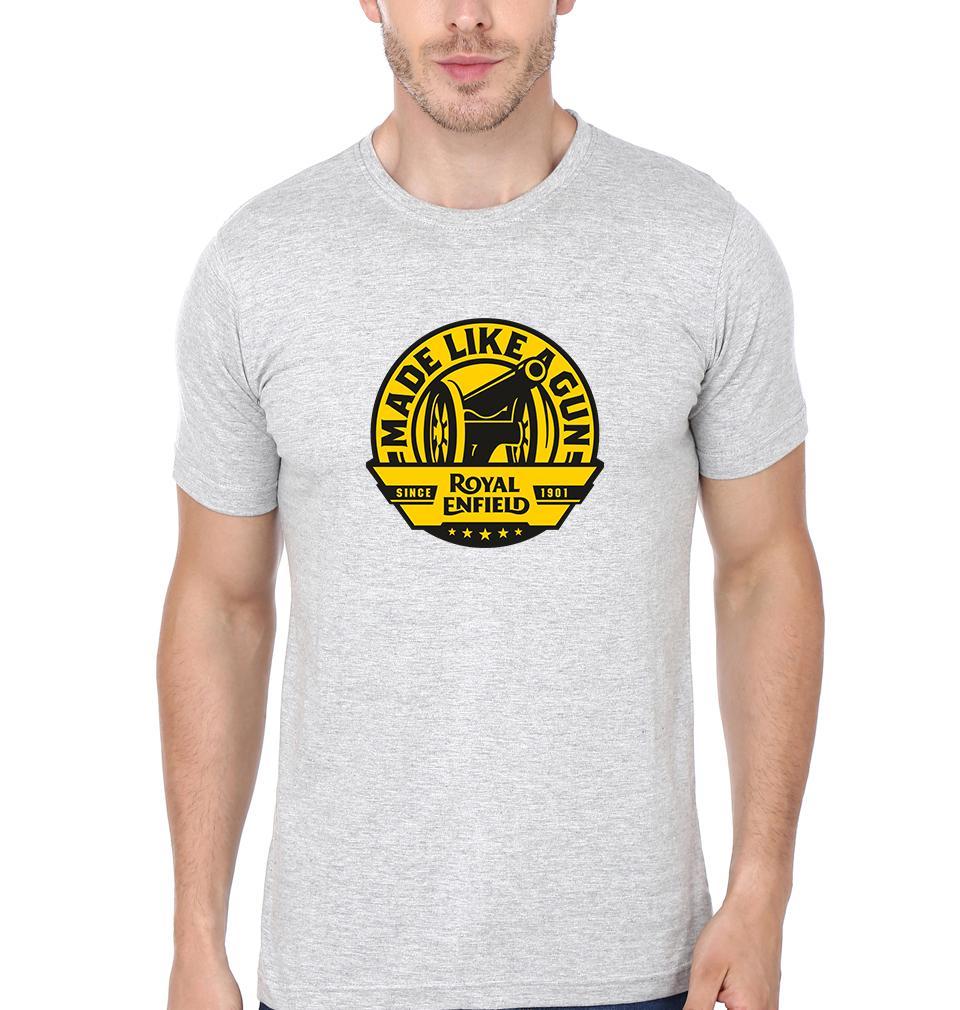 FunkyTradition Grey Round Neck Made Like Gun Half Sleeves T-Shirt