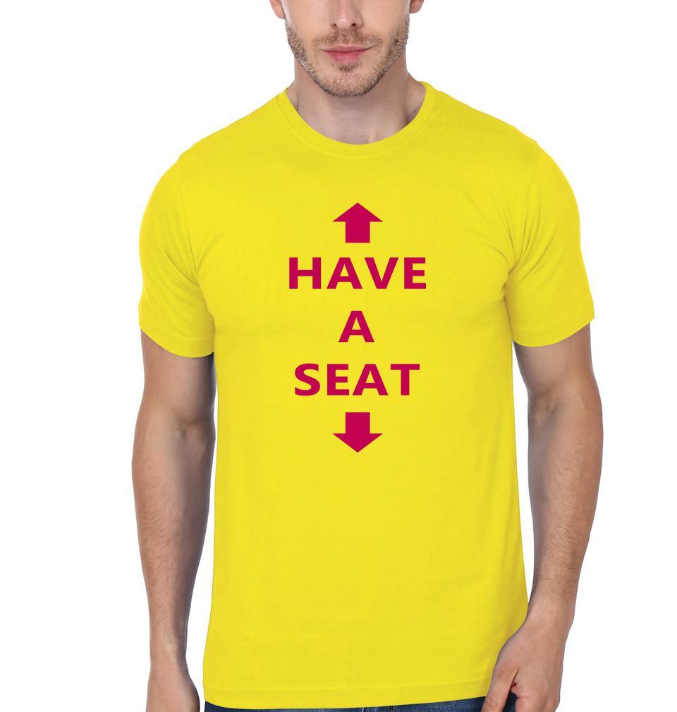 FunkyTradition Yellow Round Neck Have A Seat Men Half Sleeves T-Shirt