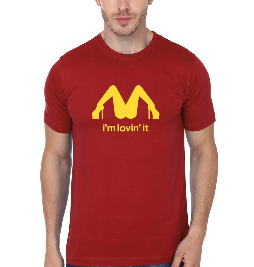 FunkyTradition Red Round Neck I Am Lovin It Half Sleeves T-Shirt