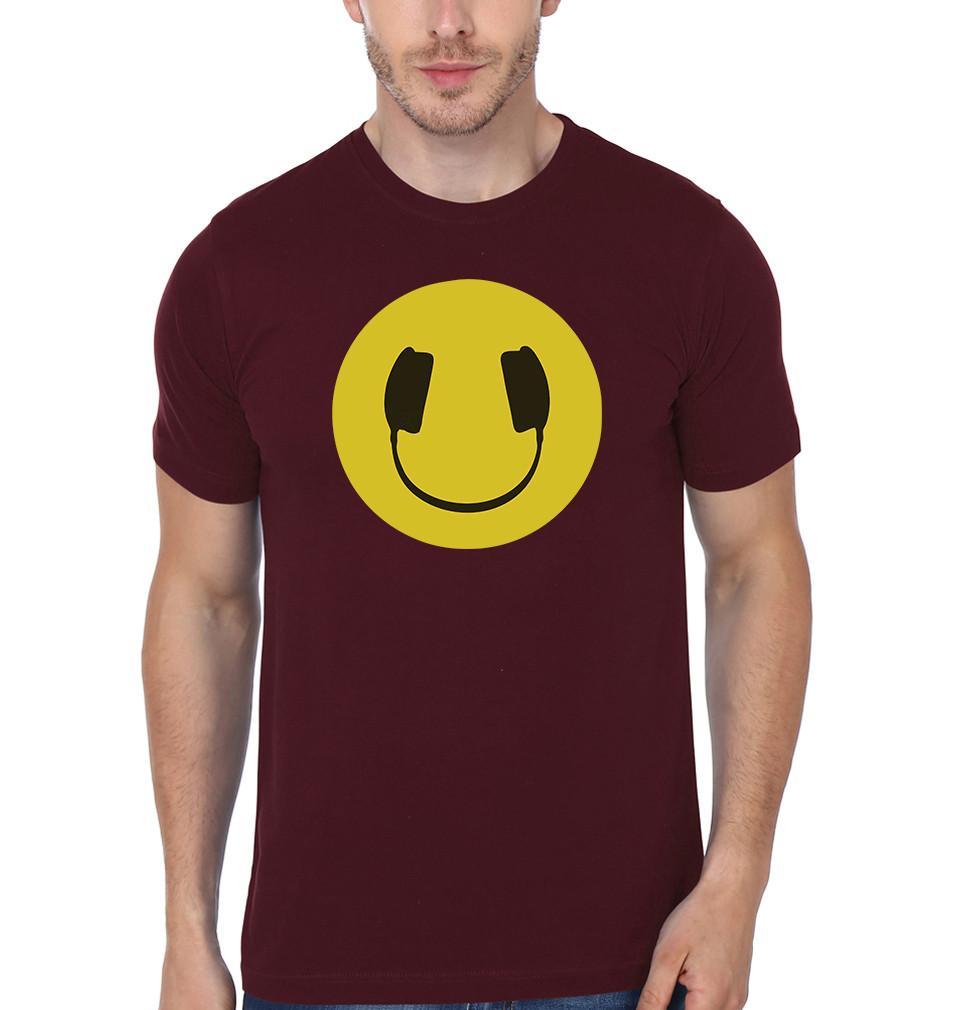 FunkyTradition Maroon Round Neck Headphone Eye Men Half Sleeves T-Shirt
