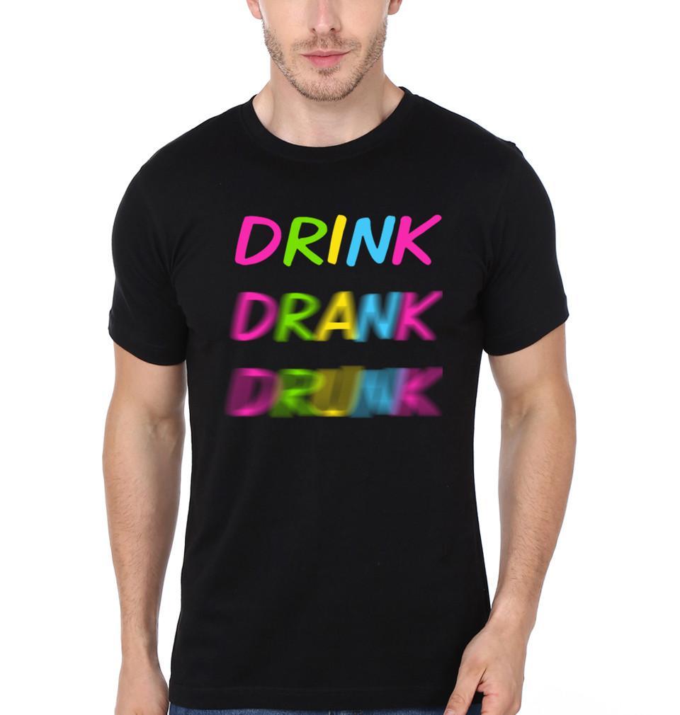 FunkyTradition Black Round Neck Drink Drank Drunk Half Sleeves T-Shirt