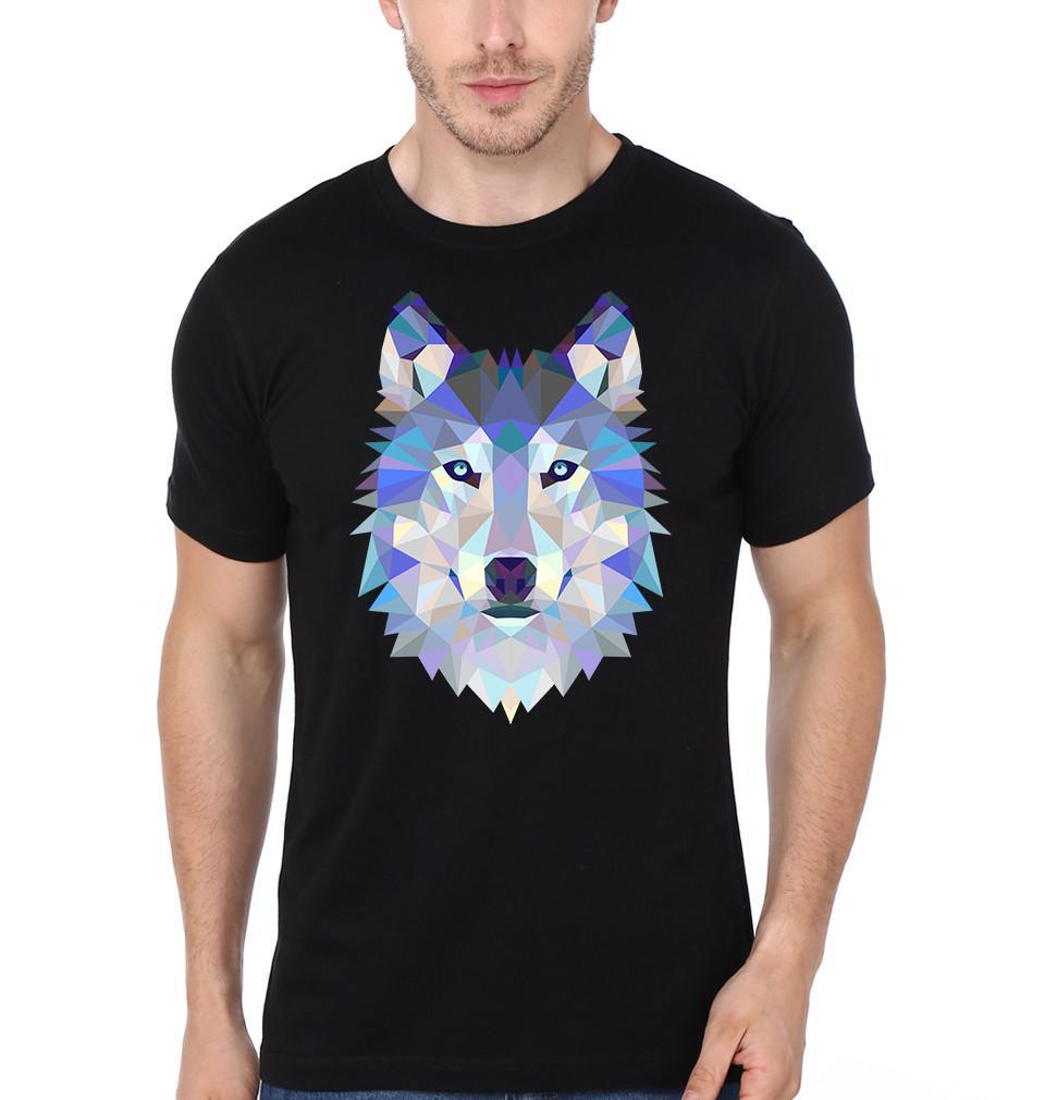 FunkyTradition Black Round Neck The Wolf 3D Half Sleeves T-Shirt