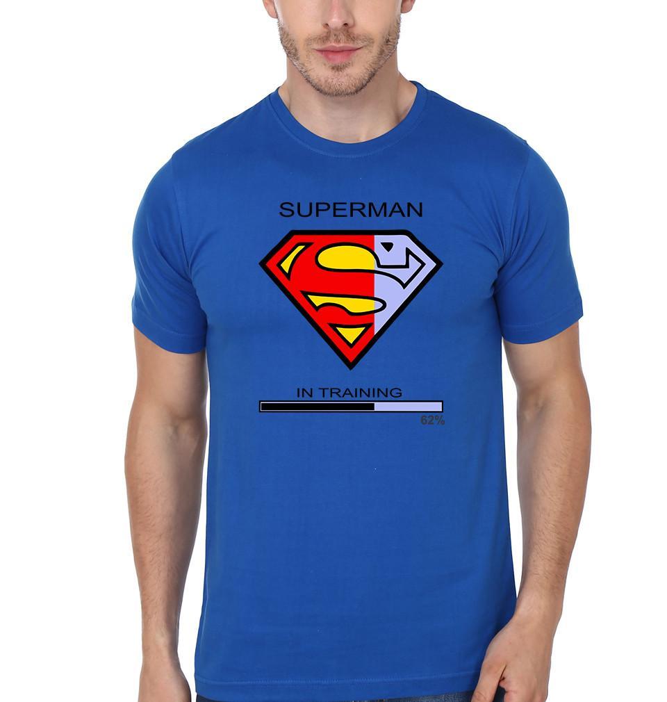 FunkyTradition Blue Round Neck Superman In Training Half Sleeves T-Shirt