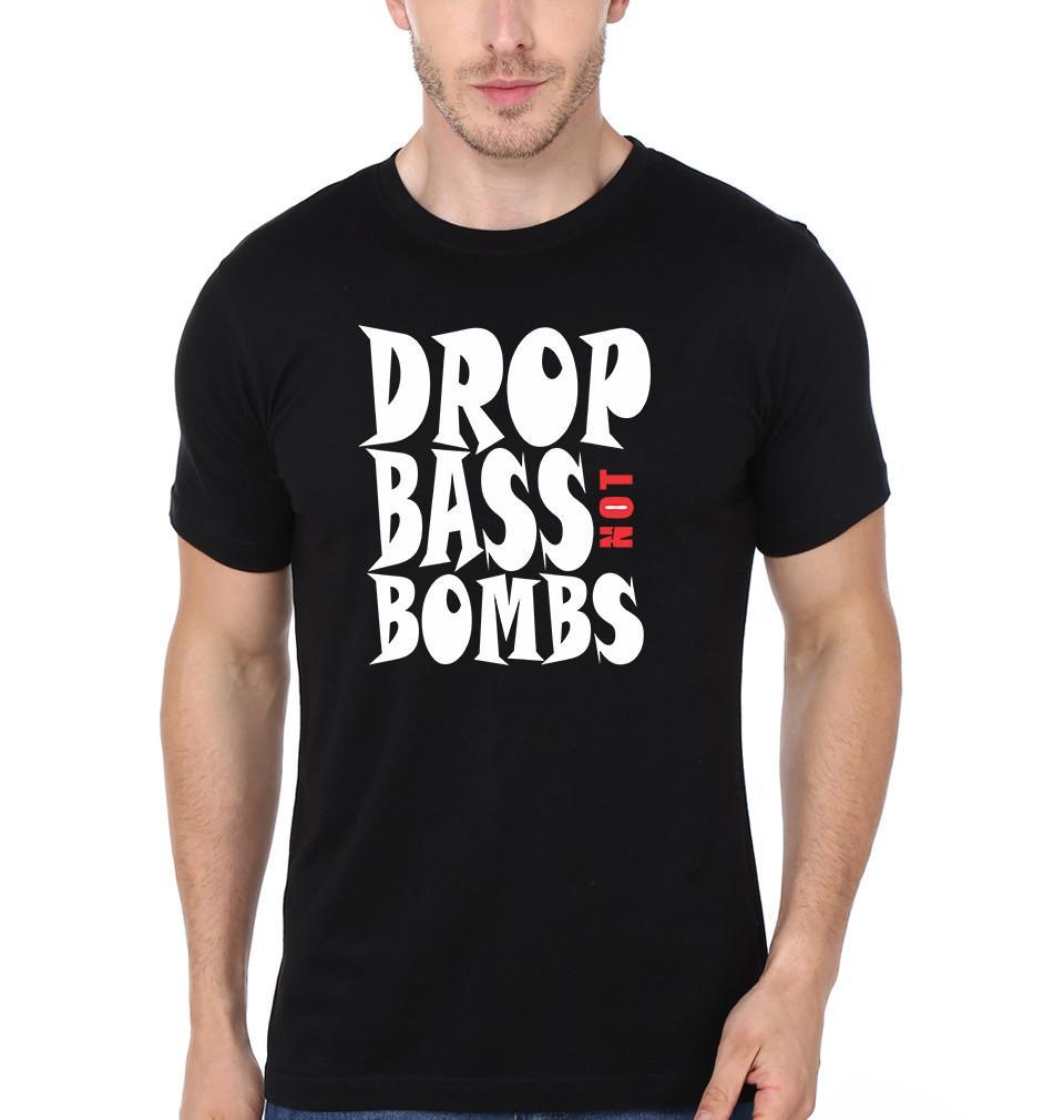 FunkyTradition Black Round Neck Drop Bass Men Half Sleeves T-Shirt