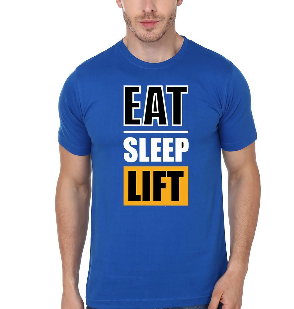 FunkyTradition Baby Blue Round Neck Eat Sleep Lift Half Sleeves T-Shirt
