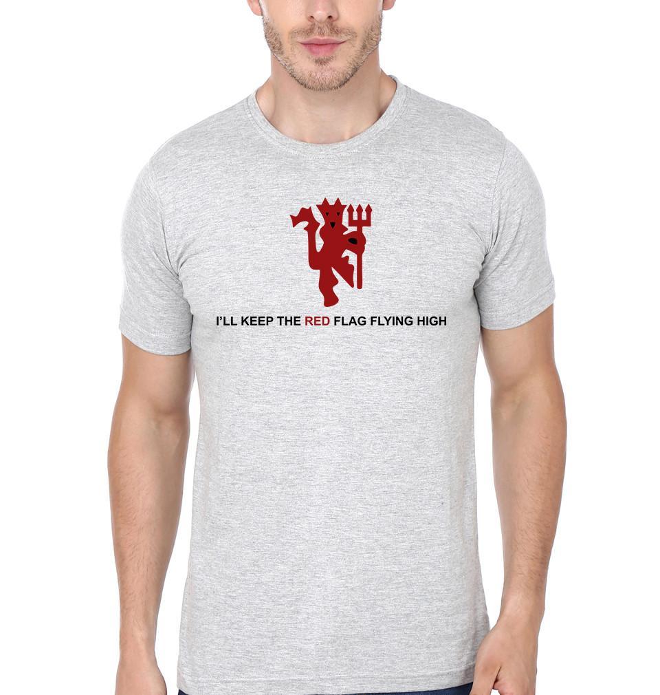 FunkyTradition Grey Round Neck I will Keep The Red Flag Flying High Half Sleeves T-Shirt