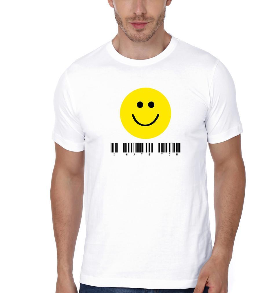 FunkyTradition White Round Neck I Hate You Men Half Sleeves T-Shirt