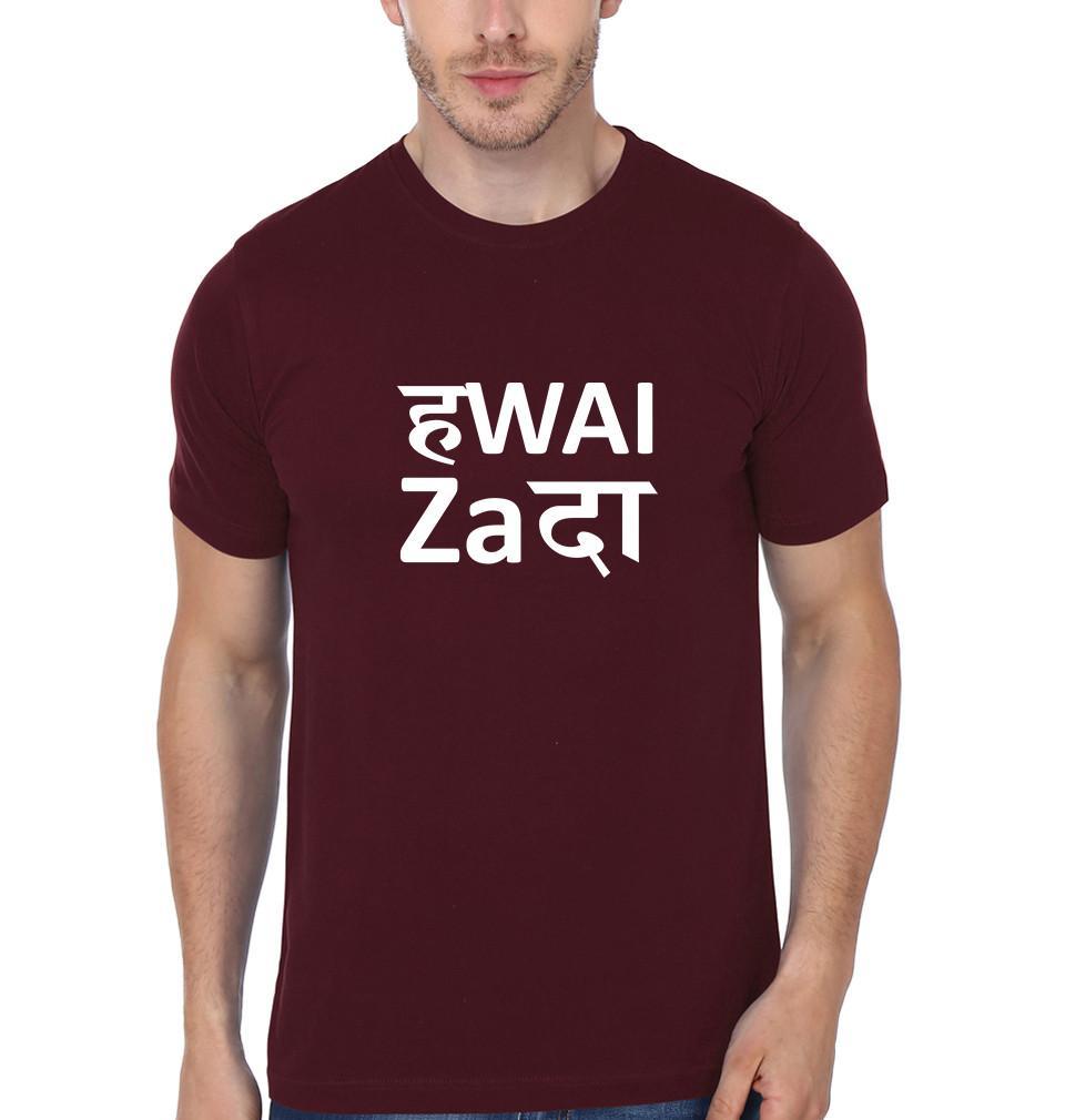 FunkyTradition Maroon Round Neck Hawai Zada Men Half Sleeves T-Shirt
