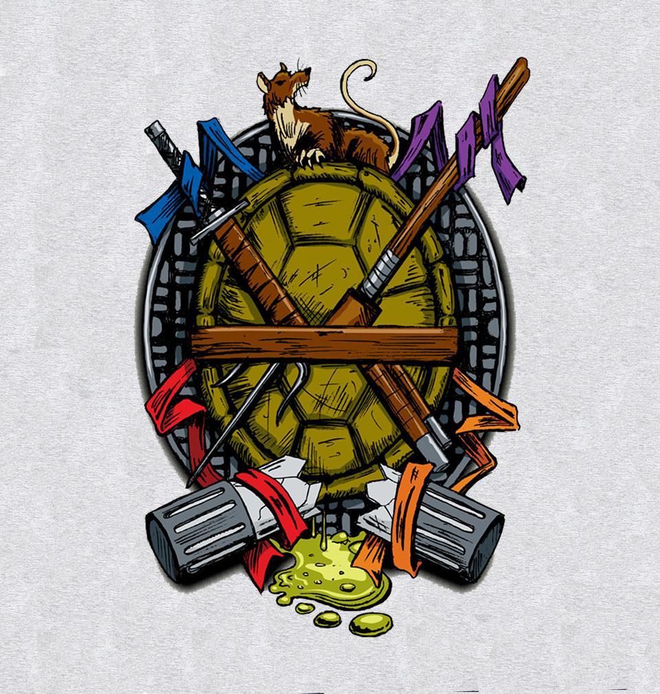 FunkyTradition Gey Round Neck TMNT Half Sleeves T-Shirt