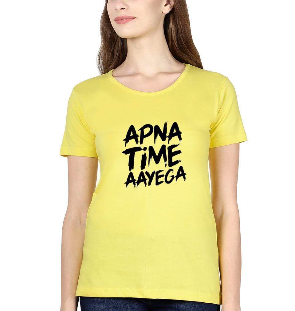 Apna Time Aayega Womens Half Sleeves T-Shirts-FunkyTradition Half Sleeves T-Shirt FunkyTradition