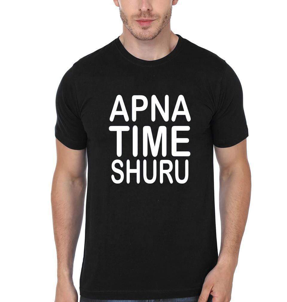 Apna Time Shuru Raees Black Half Sleeves T-Shirt-Funky T-shirt Half Sleeves T-Shirt FunkyTradition