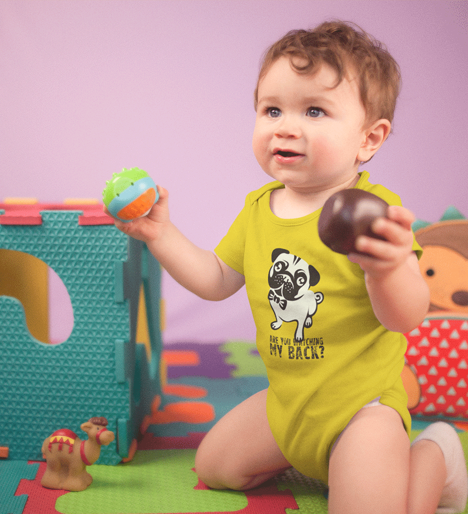 Are you watching my back PUG Dog Abstract Rompers for Baby Boy- FunkyTradition FunkyTradition