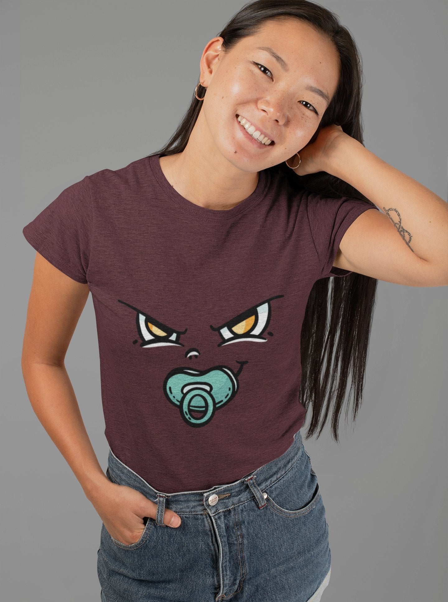 Baby Face Women Half Sleeves T-shirt- FunkyTeesClub - Funky Tees Club