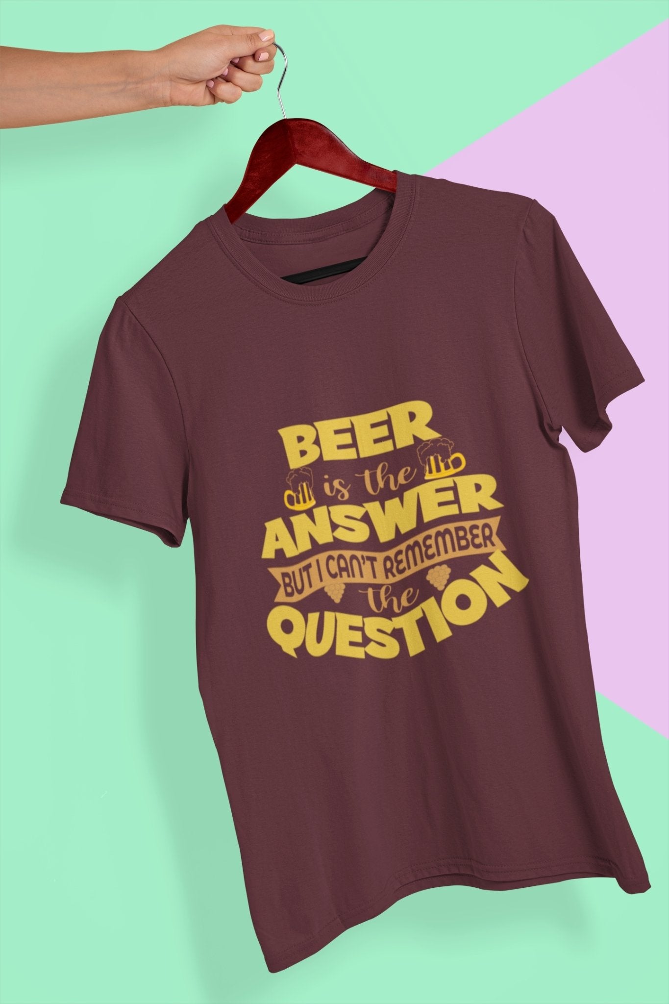 Beer Is The Answer Women Half Sleeves T-shirt- FunkyTeesClub - Funky Tees Club