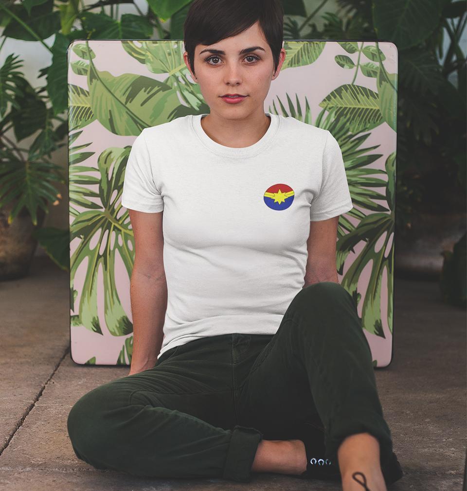 Captain marvel logo Womens Half Sleeves T-Shirts-FunkyTradition Half Sleeves T-Shirt FunkyTradition