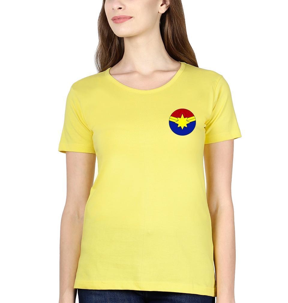 Captain marvel logo Womens Half Sleeves T-Shirts-FunkyTradition Half Sleeves T-Shirt FunkyTradition