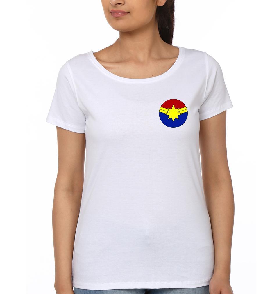 Captain marvel logo Womens Half Sleeves T-Shirts-FunkyTradition Half Sleeves T-Shirt FunkyTradition
