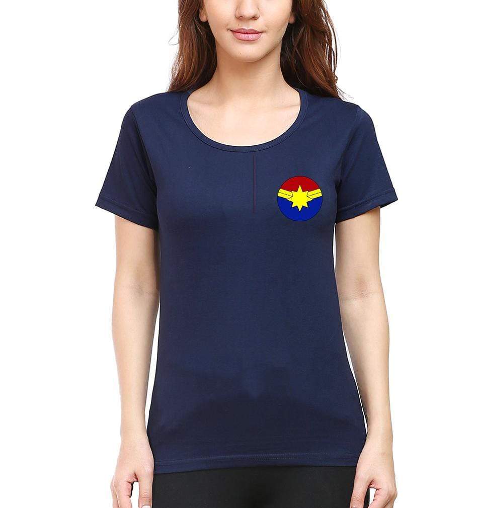 Captain marvel logo Womens Half Sleeves T-Shirts-FunkyTradition Half Sleeves T-Shirt FunkyTradition