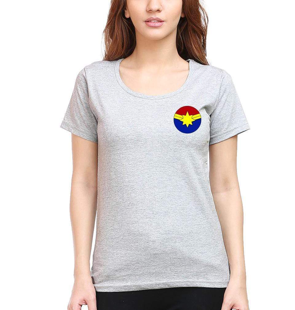 Captain marvel logo Womens Half Sleeves T-Shirts-FunkyTradition Half Sleeves T-Shirt FunkyTradition