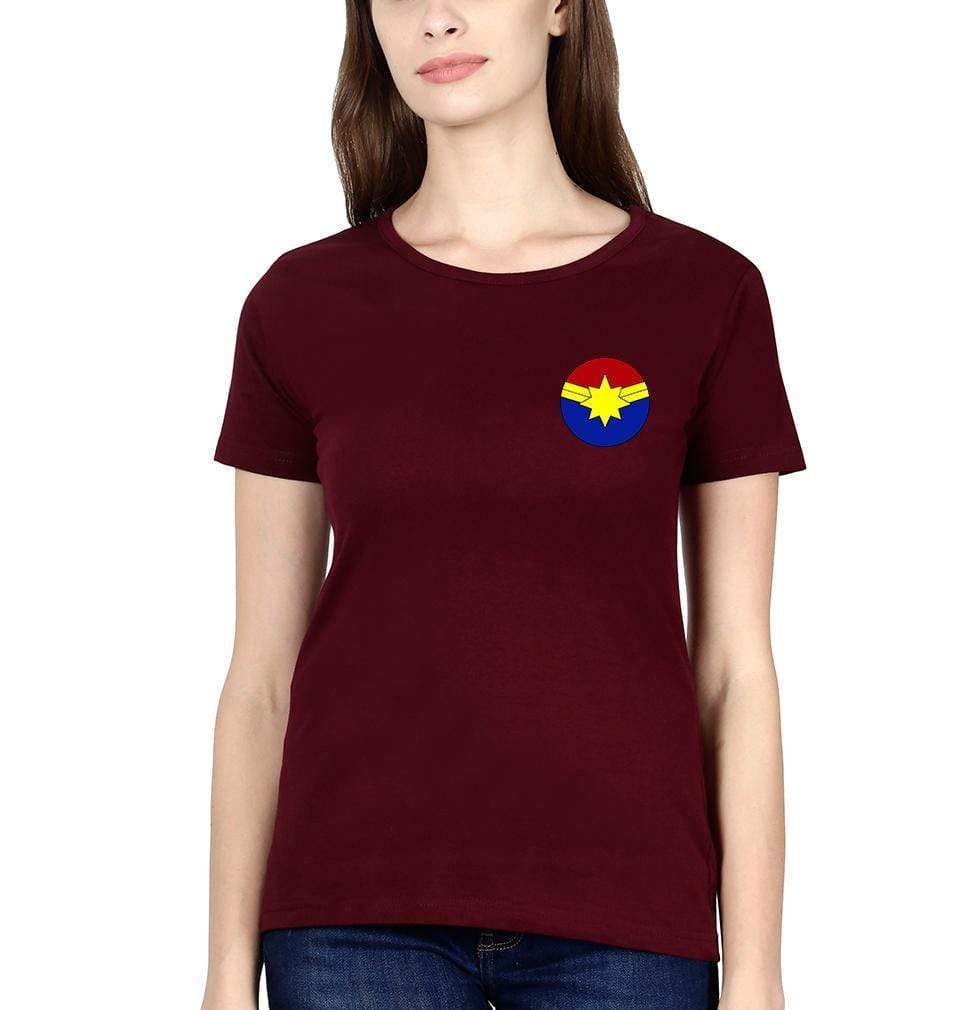 Captain marvel logo Womens Half Sleeves T-Shirts-FunkyTradition Half Sleeves T-Shirt FunkyTradition