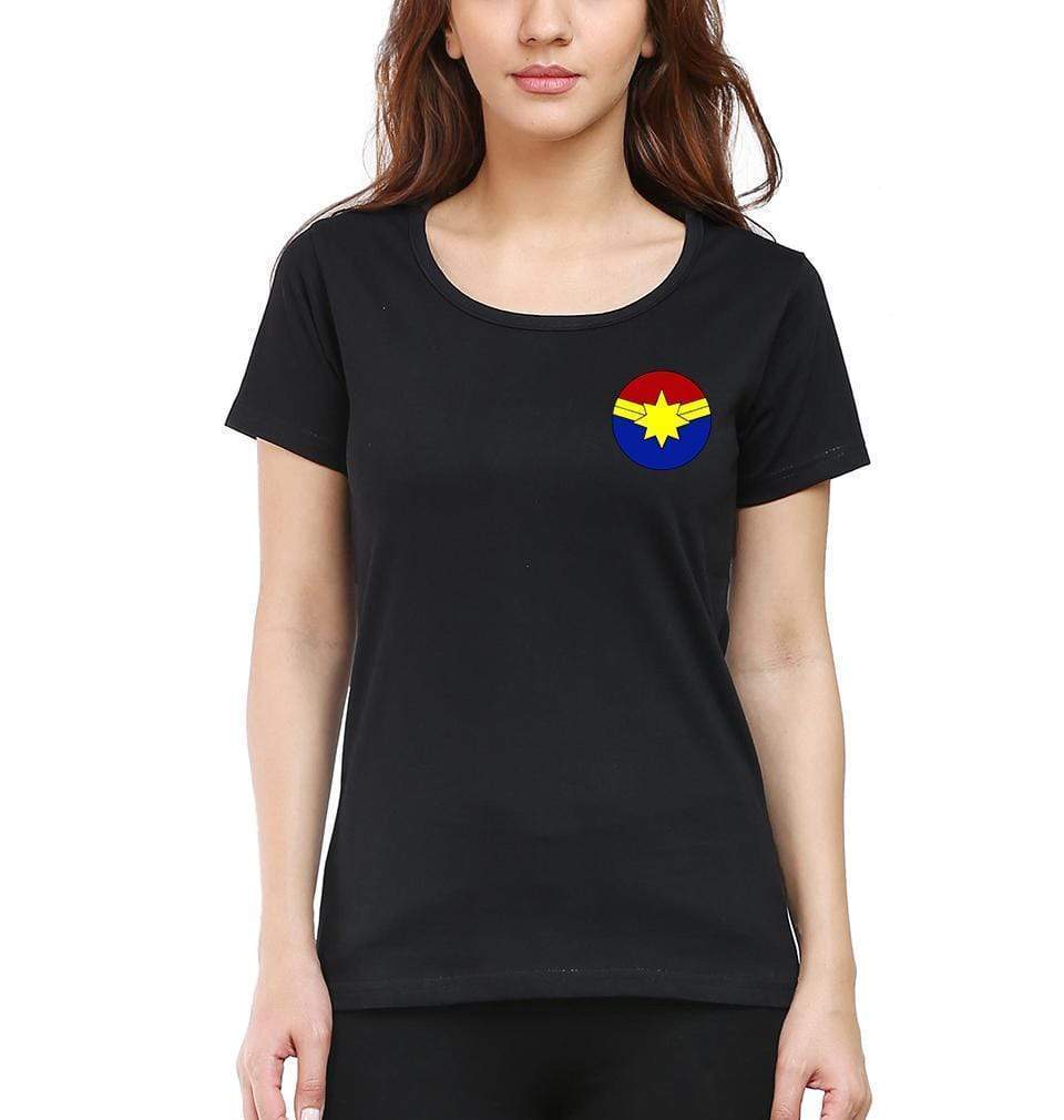 Captain marvel logo Womens Half Sleeves T-Shirts-FunkyTradition Half Sleeves T-Shirt FunkyTradition