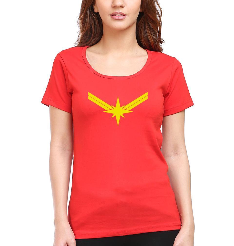 Captain marvel Logo Womens Half Sleeves T-Shirts-FunkyTradition Half Sleeves T-Shirt FunkyTradition