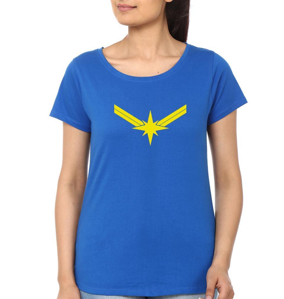 Captain marvel Logo Womens Half Sleeves T-Shirts-FunkyTradition Half Sleeves T-Shirt FunkyTradition