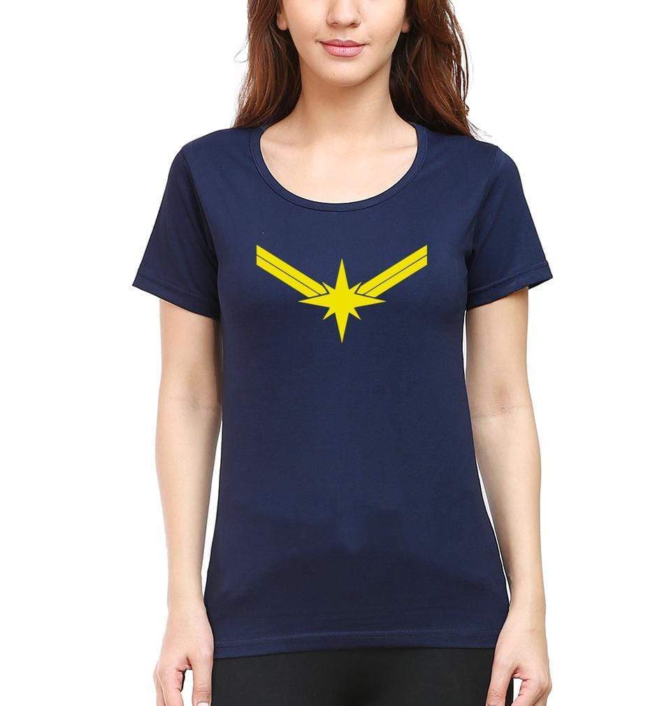 Captain marvel Logo Womens Half Sleeves T-Shirts-FunkyTradition Half Sleeves T-Shirt FunkyTradition